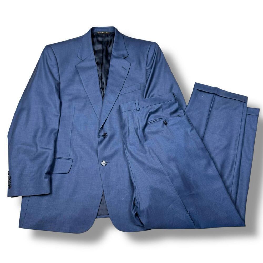 VTG Jack Victor Blue Wool Two Piece Suit 43R Jacket 37R Pants Made inCanada Work